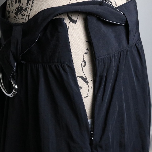 Proenza Schouler Women's Size S Black Nylon Parachute Pleated Midi Skirt Belt - Picture 5 of 11